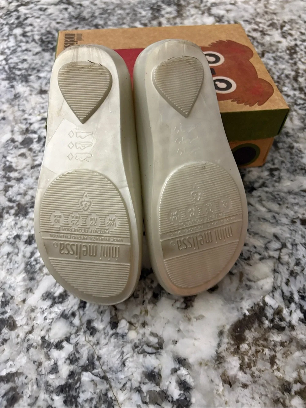 Mini Melissa Pearl White Mary Jane with Gold Star Trim